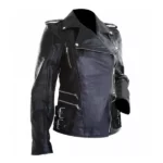 Ladies Brando Style Black Biker Jacket