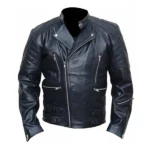 Classic Blue Leather Jacket