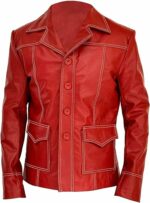 Fight Club Brad Pitt Red Tyler Durden Leather Jacket
