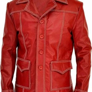 Fight Club Brad Pitt Red Tyler Durden Leather Jacket