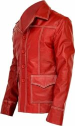 Fight Club Brad Pitt Red Tyler Durden Leather Jacket side