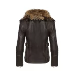 Ladies Fur Collar SlimFit Leather Jacket