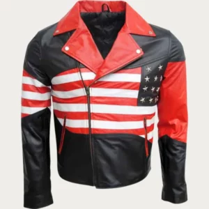 Men New American Flag Leather Jacket