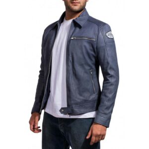 Need For Speed Aaron Paul Black & Blue Leather Jacket