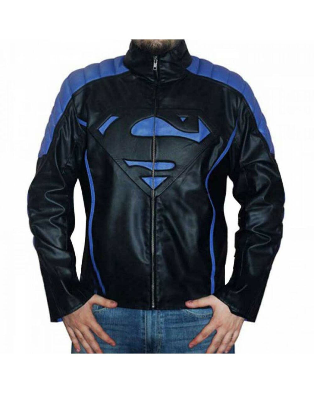 Superman Inspired Smallville Black & Blue Leather Jacket
