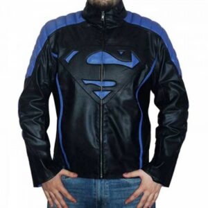 Superman Inspired Smallville Black & Blue Leather Jacket