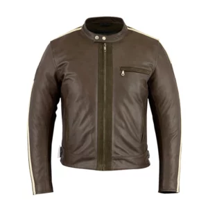 Copper Classic Moto Striped Leather Jacket