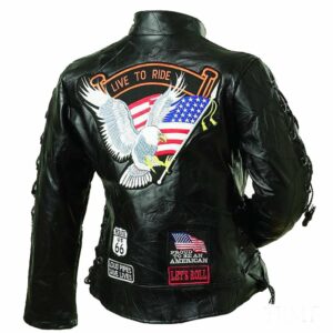 USA Diamond Plate Genuine Biker Leather Jacket