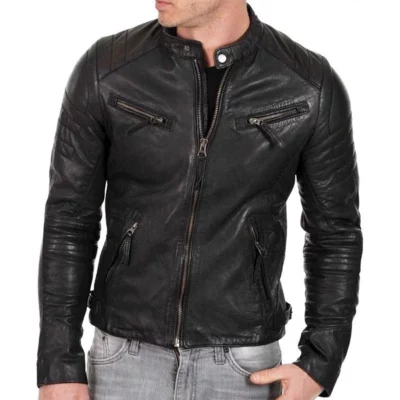 Mens Casual Slim Fit Biker Jacket