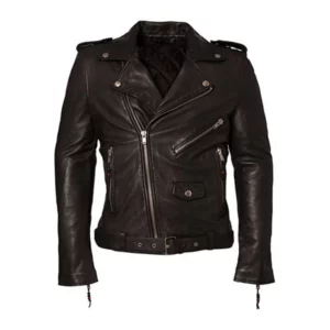 Slim Fit Men Black Motorcycle Leather Jacket