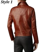 Alligator Brown Leather Jacket