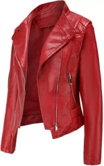 Alyssa Diaz Ben 10 Red Motorcycle Leather Jacket (Elena Validus)