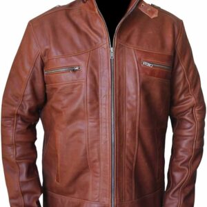 Dead Rising Watchtower Jesse Metcalfe Brown Biker Leather Jacket