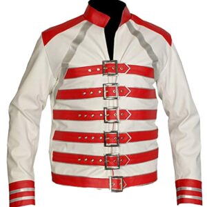 Freddie Mercury Red And White Leather Jacket