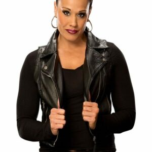 WWE Tamina Black Sleeveless Leather Jacket Vest