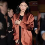 Kylie Jenner Wears Red Satin Jacket