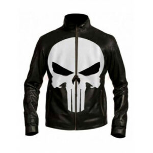 Punisher Skull Black Motorcycle Leather Jacket
