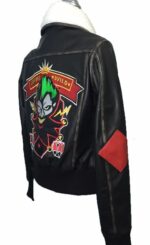Bombshell Harley Quinn Jokers Wild Fur Collar Brown Leather Jacket