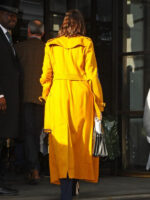 Anne Hathaway Chic Yellow Coat