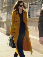 Anne Hathaway Chic Yellow Trench Coat