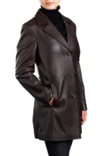 BGSD Women's Lambskin Leather Walking Coat sidepose
