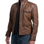Day Break Detective Brett Taye Diggs Hopper Brown Leather Jacket sidepose