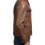 Day Break Detective Brett Taye Diggs Hopper Brown Leather Jacket sidepose right