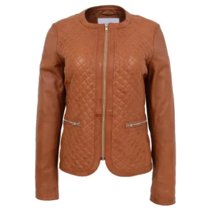 Womens Brown Quilted Leather Jacket