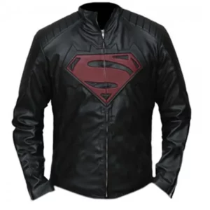 Superman Designer Black Leather Jacket