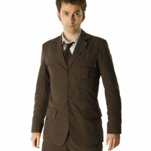 David Tennant Doctor Who Pinstripe Brown Suit