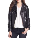 Women’s Asymmetrical Black Leather Moto Jacket
