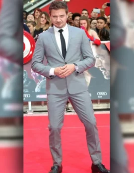 Captain America Civil War Premiere Jeremy Renner Grey Suit