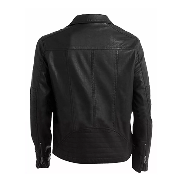 Mens Asymmetrical Black Faux Leather Moto Jacket