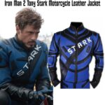 Stark Iron Man 2 Motorcycle Blue Leather Jacket