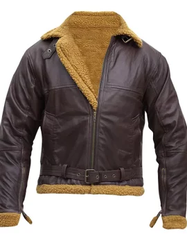 B3 Mens Sheepskin Shearling Bomber Leather Jacket