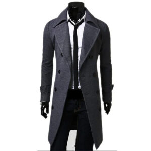 Mens Double Breasted Trench Coat – Casual Slim Fit Winter Blazer