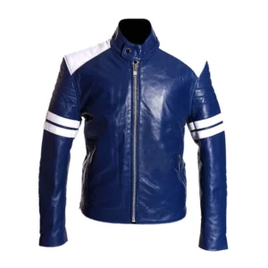 blue biker jacket mens
