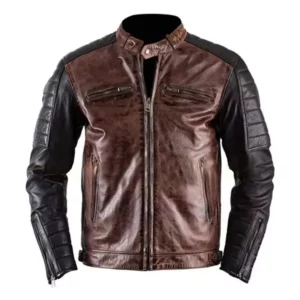 Cafe Racer Quilted Brando Motorcycle Leather Jacket