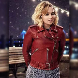 Last Christmas Movie Emilia Clarke Red Leather Jacket