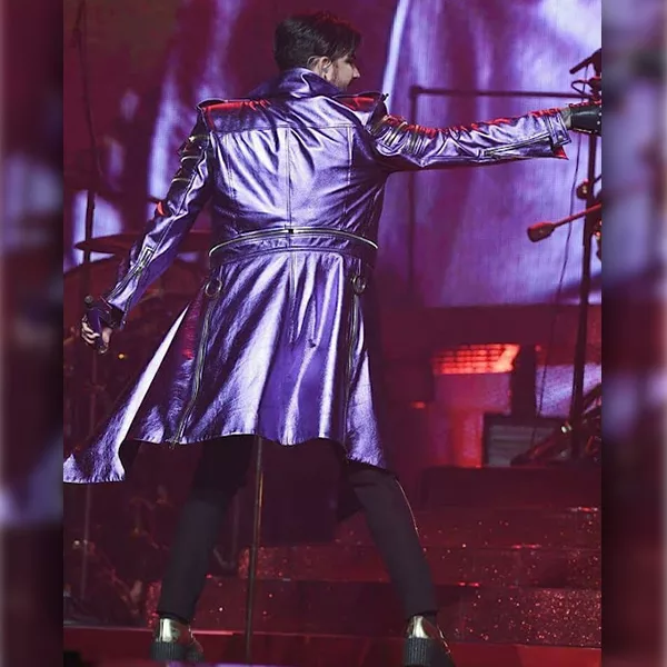 Adam Lambert Shiny Purple Leather Jacket