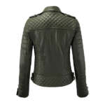 Women Olive Green Motorcycle Jacket