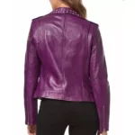 Rockstar Ladies Purple Studded Biker Leather Jacket