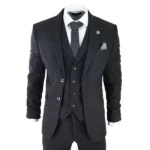 Gatsby Blinders Mens Black Tweed 3 Piece Suit