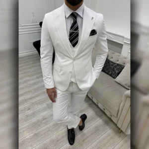 White 3 Piece Wedding suit