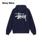 Basic Stussy Fleece Navy Blue Hoodie
