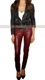 Maggie Q Slimfit Leather Pant And Jacket
