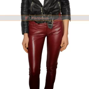 Maggie Q Slimfit Leather Pant And Jacket