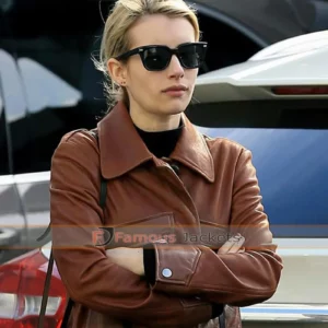 Emma Roberts Step Out Lunch Brown Trench Coat
