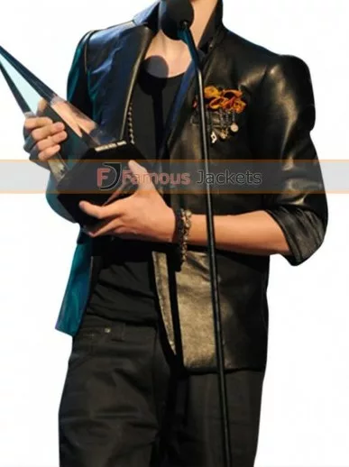2010 Music Awards Winners Justin Bieber Black Leather Jacket