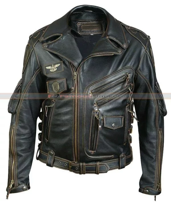 Classic Vintage Biker Leather Jacket For Men
